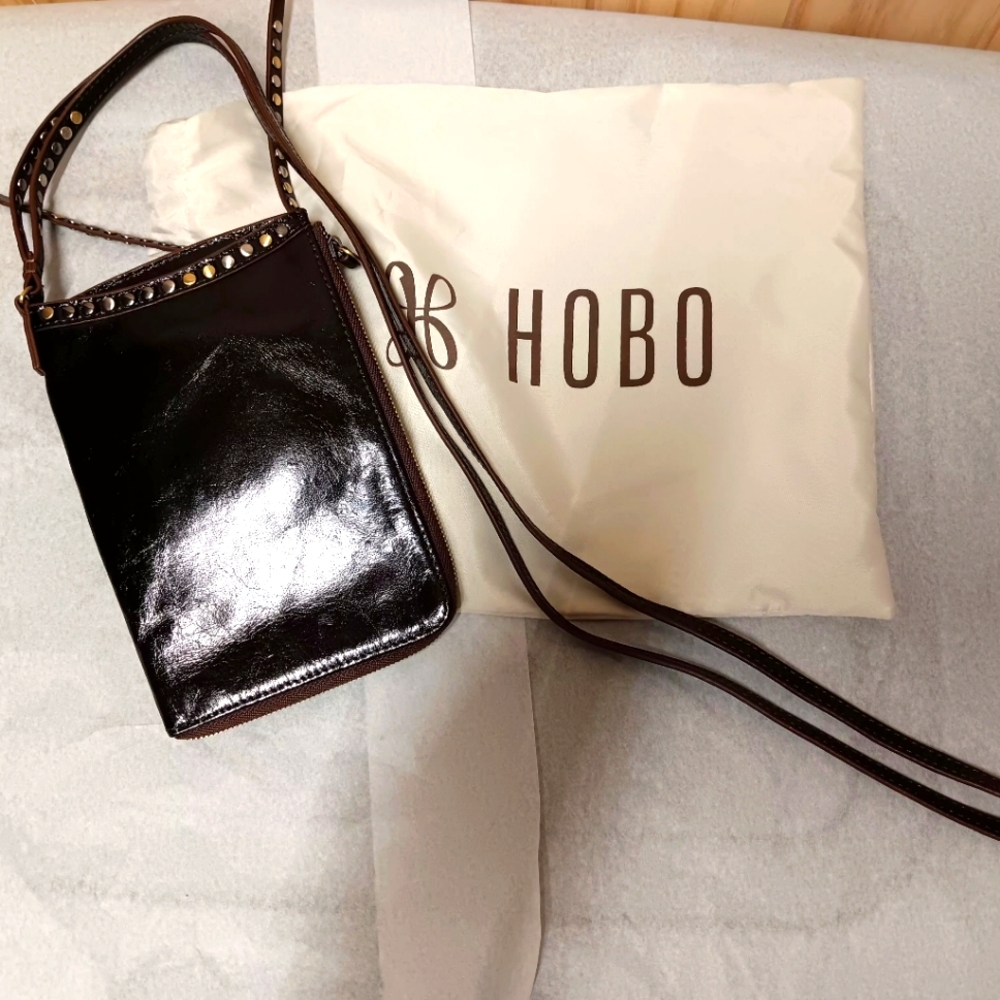 HOBO  Leather Crossbody Bag with Glossy Finish Comes With Dust Bag